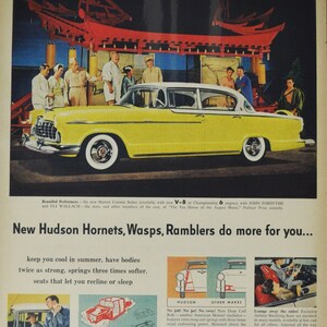 Grote autoadvertentie Hudson Custom Sedan (autobedrijf klassieke oude fotoadvertentie gedrukte brochure klassiek dealer dealer auto auto VS)