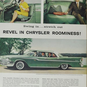 Grote autoadvertentie Chrysler Windsor 4-deurs hardtop (autobedrijf klassieke oude fotoadvertentie onderdelen gedrukte brochure dealer Amerikaanse auto VS)