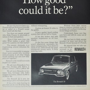 Grote autoadvertentie Renault 10 (autobedrijf klassieke oude fotoadvertentie print poster brochure dealer dealer motoren Frankrijk franse auto)