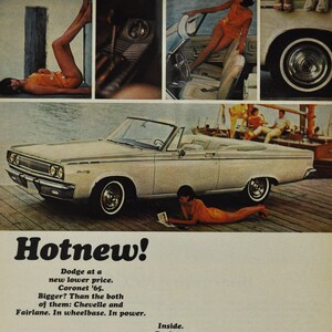 Auto-Werbung 1965 Dodge Coronet (motor company classic altes Foto-Werbeteile-Print-Broschüre Autohaus Amerika Chrysler Motors USA)