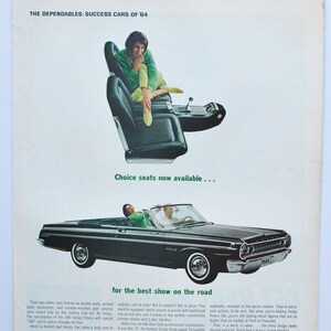 Grote autoadvertentie 1964 Dodge Polara 500 (autobedrijf klassieke oude fotoadvertentie onderdelen gedrukte brochure dealer dealerschap amerikaanse usa auto)