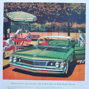 Große Auto-Werbung 1960 Bonneville Viskose (GM General Motors Company klassisches altes Foto Werbeteile Druckbroschüre Händler Auto USA)