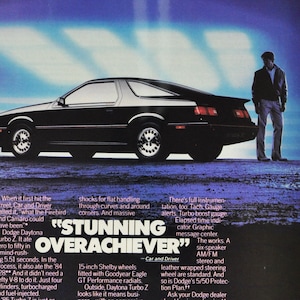 Auto-Werbung 1985 Dodge Daytona Turbo Z ( Motor Company classic altes Foto Werbung Teile Print Broschüre Händler america Chrysler Motors USA US )