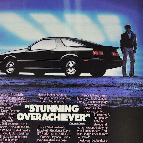 Car Ad 1985 Dodge Daytona Turbo Z (motor company classic old photo advertisement parts print brochure dealer america chrysler motors usa us)