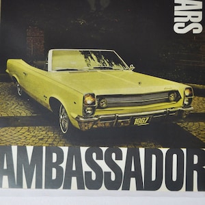 Grande pubblicità per auto 1967 AMC Ambassador (American Motors Company, pubblicità fotografica classica, vecchia, parti, brochure stampate, concessionario, rambler, USA)