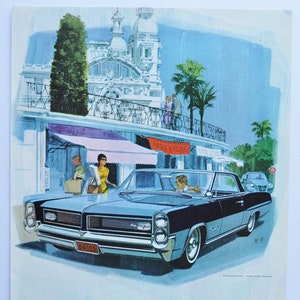 Grande pubblicità per auto Pontiac Grand Prix 1964 (GM General Motors Company, pubblicità fotografica classica, vecchia, parti, brochure stampata, concessionario, USA)
