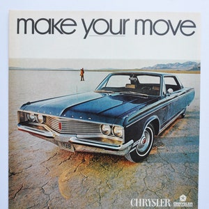 Grote autoadvertentie Chrysler Newport uit 1968 (motorbedrijf klassieke oude foto advertentie onderdelen gedrukte brochure dealer Amerikaanse motor firebolt v8)
