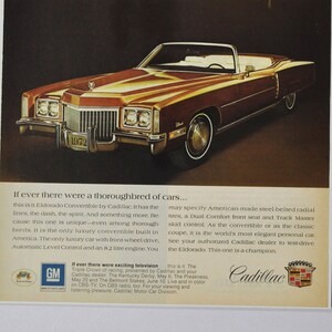 Publicité pour une voiture Cadillac de 1972 (photo ancienne classique de la société motors