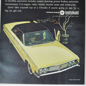 Grote autoadvertentie Chrysler Newport 2-deurs hardtop (autobedrijf klassieke oude fotoadvertentie onderdelen gedrukte brochure dealer Amerikaanse motor VS)