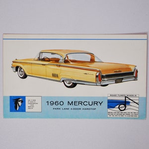Carte postale Mercury - 1960 Mercury Park Lane 4 portes Hardtop (concessionnaire automobile, carte postale de concessionnaire automobile Ford Motor Company)