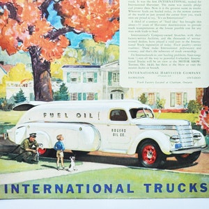 Grote advertentie 1939 Delivery Truck International Trucks (motorklassieker oude fotoadvertentie print harvester company hamilton ontario canada)