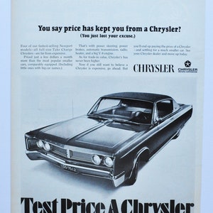 Große Auto-Werbung 1967 Chrysler Newport (motor company classic altes Foto Werbungteile Print-Broschüre Händler Auto New Yorker Hardtop USA)