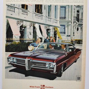 Grote autoadvertentie 1968 Pontiac Bonneville (GM General Motors Company klassieke oude fotoadvertentie onderdelen gedrukte brochure dealer dealer auto)