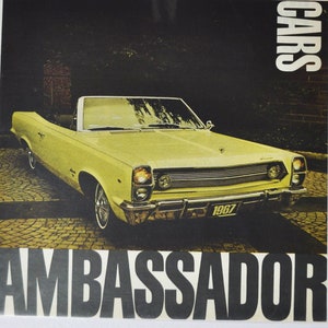 Grande pubblicità per auto 1967 AMC Ambassador (American Motors Company, pubblicità fotografica classica, vecchia, parti, brochure stampate, concessionario, rambler, USA)