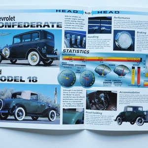 Vergleichsbogen Chevrolet Confederate VS Ford Modell 18 (Auto Foto Stat Info Specs Broschüre Print Poster Teile ad alt klassischer Sechszylinder v8)