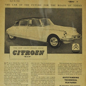 Auto Anzeige 1956 Citroen D.S.19 (Motor Firma Klassiker altes Foto Reklameteile Druckplakat Broschüre Händler Autohaus Frankreich french auto)