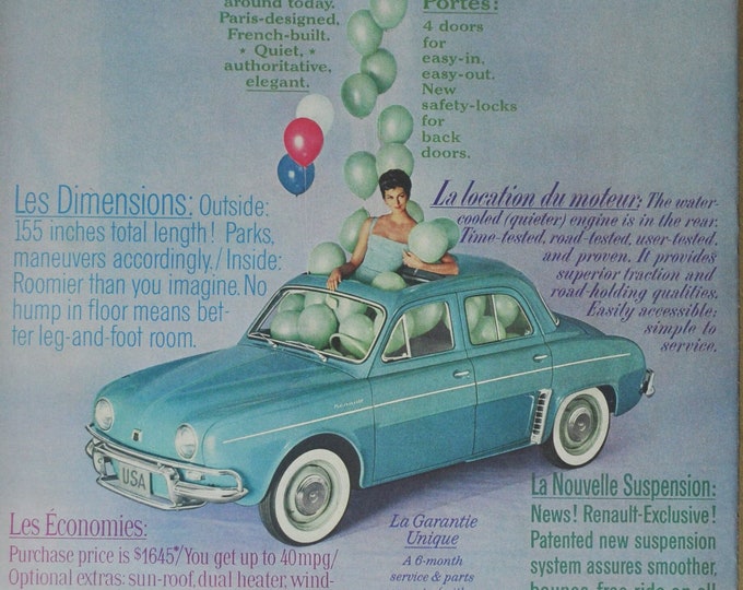 1959 RENAULT DAUPHINE FOR BENAUD AUSSIE AD ART PRINT POSTER main image 1