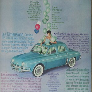 Grote autoadvertentie Renault Dauphine (autobedrijf klassieke oude foto advertentie print poster brochure dealer dealer motor frankrijk frans)