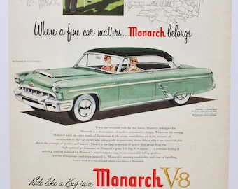 Large Car Ad 1953 Ford Monarch (motor company classic old photo advertisement parts print brochure dealer dealership auto ride like a king)