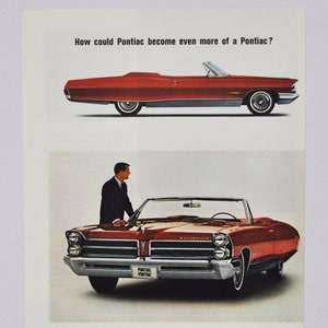 Auto-Werbung 1965 Bonneville von General Motors Company klassisches altes Foto Werbebroschüre Druck Retro Sport Custom Muskelhändler gm