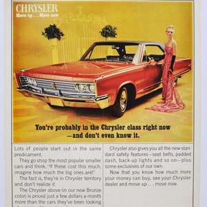 Grande pubblicità per auto 1966 Chrysler Newport (azienda automobilistica classica vecchia foto pubblicità parti stampa brochure concessionario motore americano auto berlina)