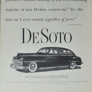 Grande pubblicità per auto 1948 DeSoto (azienda automobilistica classica vecchia foto pubblicità stampa brochure retrò concessionario concessionaria classica de soto auto usa us)