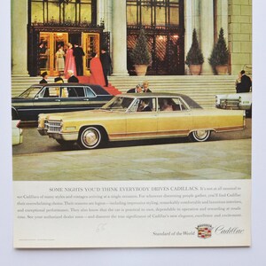 Grote autoadvertentie 1966 Cadillac (motorbedrijf klassieke oude fotoadvertentie onderdelen gedrukte brochure GM General Motors dealer dealer auto)