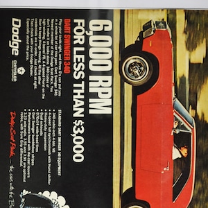 Auto-Werbung Dodge Dart Swinger 340 (motor company classic alte Foto-Werbung Teile Print-Prospekt Autohaus america Chrysler Motors)