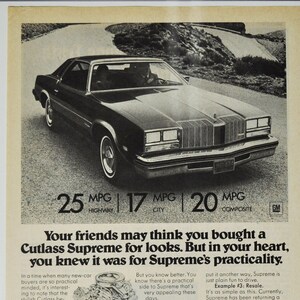 Annonce voiture 1977 Oldsmobile Cutlass Supreme (general motors company classic old photo publicité brochure concessionnaire concessionnaire olds rocket gm us)