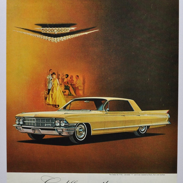 Grande voiture Annonce 1962 Cadillac Sedan de Ville (société automobile classique vieille photo publicité pièces imprimer brochure GM General Motors concessionnaire automobile)