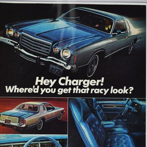 Annonce voiture 1975 Dodge Charger Daytona (compagnie automobile classique vieille photo publicité pièces impression brochure concessionnaire Amérique Chrysler Motors États-Unis)