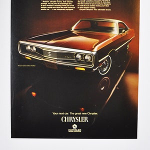 Grote autoadvertentie 1969 Chrysler Newport (motorbedrijf klassieke oude foto advertentie onderdelen gedrukte brochure dealer Amerikaanse motor firebolt v8)