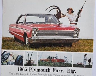 Large Car Ad 1965 Plymouth Fury (motor company chrysler old classic photo advertisement parts print brochure belvedere valiant barracuda)