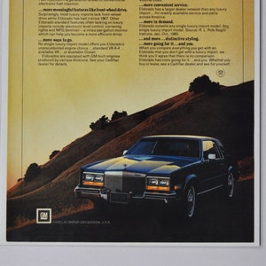 Auto Cadillac Eldorado (Motors Company Classic altes Foto Werbebroschüre Poster Händler Teilefoto Original GM USA)