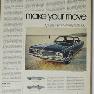 Grote autoadvertentie 1968 Chrysler Newport 4-deurs hardtop (autobedrijf klassieke oude fotoadvertentie onderdelen gedrukte brochure dealer Amerikaanse VS)