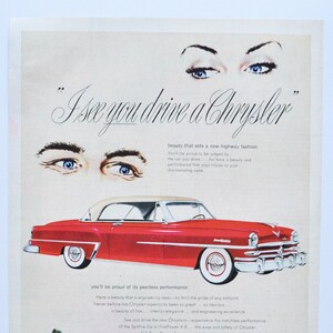 Grote autoadvertentie 1953 Chrysler New Yorker (autobedrijf klassieke oude fotoadvertentie onderdelen print brochure dealer Amerikaanse windsor saratoga)