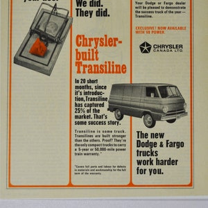 Auto Anzeige 1966 Dodge & Fargo Trucks / Transiline ( Motor Company classic altes Foto Reklameteile Print Broschüre Händler Chrysler Auto USA)