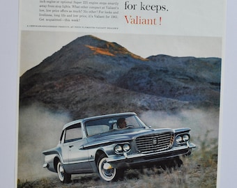 Large Car Ad 1961 Plymouth Valiant (motor company chrysler old classic photo advertisement parts print brochure belvedere fury barracuda)