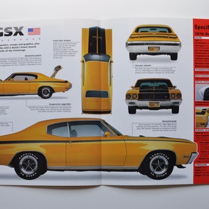 Fiche technique Buick GSX (1970) (voiture, concessionnaire, concessionnaire, auto, classique, photo, stat, info, spécifications, brochure, publicité, vieux rétro vintage dealer auto)