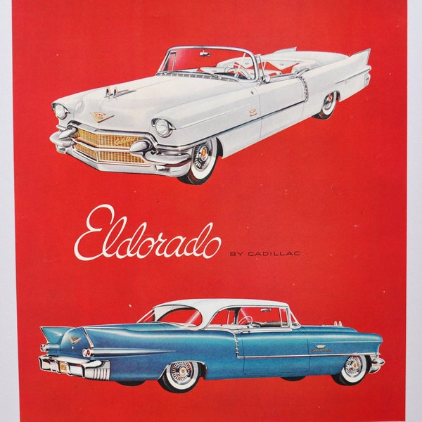 Annonce de grande voiture 1956 Cadillac Eldorado (société automobile classique vieille photo publicité pièces imprimer brochure GM General Motors concessionnaire concessionnaire)
