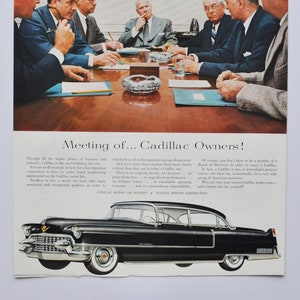 Large Car Ad 1955 Cadillac ( Motor Company classic altes Foto Reklameteile Print Broschüre GM General Motors Händler Autohaus Auto)