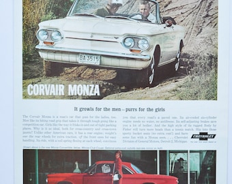 Grande voiture Annonce 1963 Chevrolet Corvair Monza (GM general motors company classic old photo advertising parts print brochure dealer dealer dealer)
