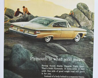 Large Car Ad 1961 Plymouth (motor Company Chrysler Old Classic