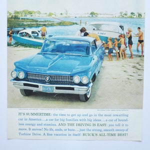 Annuncio di un'auto di grandi dimensioni Buick del 1960 (società di motori generali GM vecchia pubblicità fotografica classica parti brochure stampata Century Super Roadmaster Special)