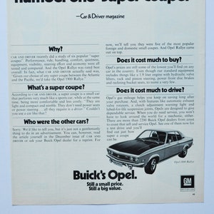 Grande pubblicità per auto 1971 Opel 1900 (azienda automobilistica, vecchia foto classica, pubblicità, brochure stampata, concessionaria di automobili sportive, tedesca Buick Rallye)