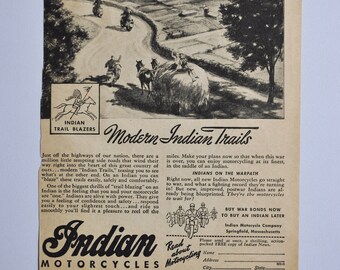 INDIAN MOTORCYCLES 110 th anniversary poster 1920-1940's  RARE CERAMIC Tile 