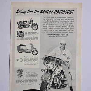 Motorrad Ad 1964 Harley-Davidson (Motorrad Firma Klassiker altes Foto original Werbung Teile Print Broschüre Autohaus Hydra-Glide)