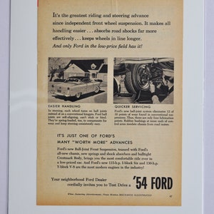 Auto-Werbung 1954 Ford (Motor Firma klassisches altes Foto-Werbedruck-Broschüre Plakat USA-Originalteile-Händler Kupplung Vorteil Amerika)