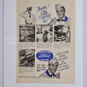 Auto-Werbung 1950er Jahre Ford (Motor Company Classic altes Foto Werbung Print Broschüre Poster USA Original)
