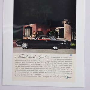 Annonce voiture 1962 Ford Thunderbird Landau (compagnie automobile classique vieille photo publicité pièces impression brochure poster usa S-bar 390 Special V-8)